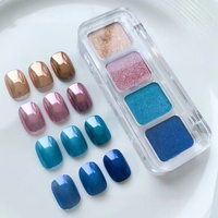 Ensemble de 4 poudres magiques effet miroir, couleur unie, pigment Aurora Moonlight, pour la décoration d'ongles DIY