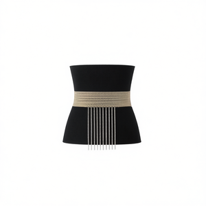 Cinturón con correa de cadena, cinturilla elástica negra para mujer, moldeador de cuerpo, control de abdomen - Product Image 2