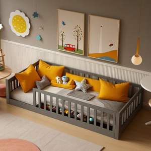 เตียงสองชั้นแบบมอนเตสซอรี่พร้อมแผ่นไม้สำหรับผู้ใหญ่และเด็กโครงเตียงแบบมอนเตสซอรี่ทำจากไม้พร้อมแผ่นกั้นเพื่อความปลอดภัย - Product Image 3