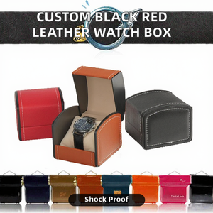 Caja de Reloj de Cuero Negra y Roja Personalizada con Logotipo, Económica y Exclusiva, Resistente a Impactos, para Uso en Exteriores - Product Image 2