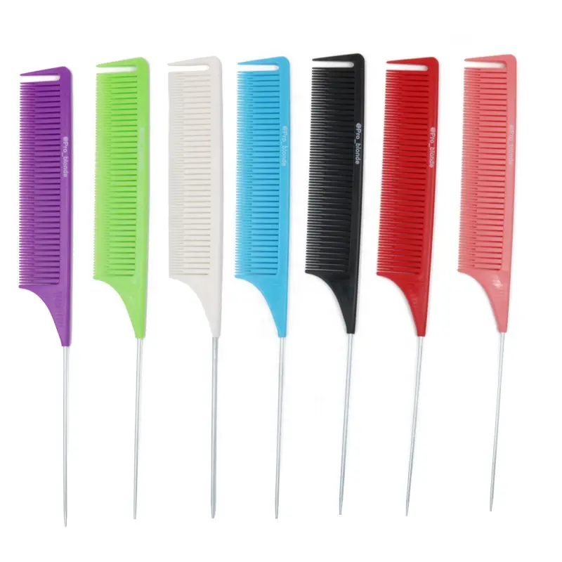 HEYAMO Rat Tail Highlight Comb Fork Foiling Styling Metal Pick Up Hair Comb Professional Highlighting Comb For Dyeing Weaving