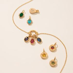 Collar con colgante de 12 piedras de nacimiento de acero inoxidable DIY básico, forma de mariposa, cadena suelta básica en stock, color oro 18K, con acabado al vacío en horno - Product Image 2