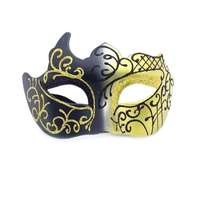 Masque de mascarade élégant de haute qualité - Masque de fête d'Halloween en plastique peint de fleurs, demi-visage, pour hommes et femmes