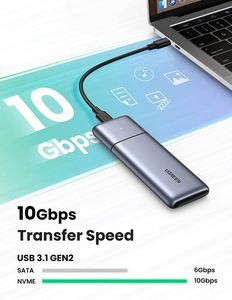 Ugreen M.2 NVMe SATA SSD Enclosure USB C 3.1 Gen 2 10Gbps M.2 NVMe Enclosure รองรับปุ่ม M และ B & M - Product Image 3