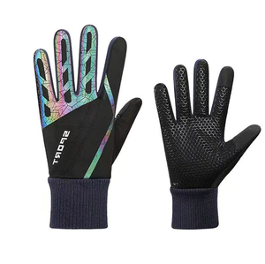 Revêtement polaire noir en silicone sel antidérapant, doublure thermique chaude pour moto, vélo, cyclisme, course, gant réfléchissant irisé - Product Image 3