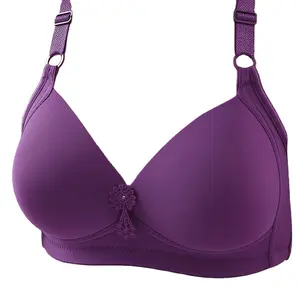 Sujetador sin costuras con escote en V profundo 36-44C para mujer, ropa interior fina con copa de molde, Bralette Sexy de copa completa de realce