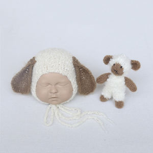 Nouveau-né photographie accessoires <span class=keywords><strong>Kit</strong></span> solide dessin animé Figure chapeau jouets ensemble <span class=keywords><strong>tricot</strong></span> Angora ours en peluche agneau <span class=keywords><strong>Bonnet</strong></span> jouet pour nouveau-né Photo Shoots - Product Image 5