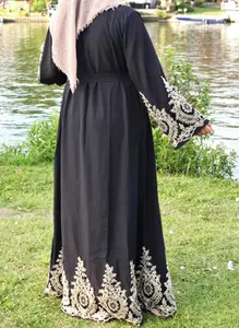 2024 moda avrupa ve amerikan müslümanlar orta doğu müslümanlar Dubai mısır Robe dantel Patchwork hırka ince elbise