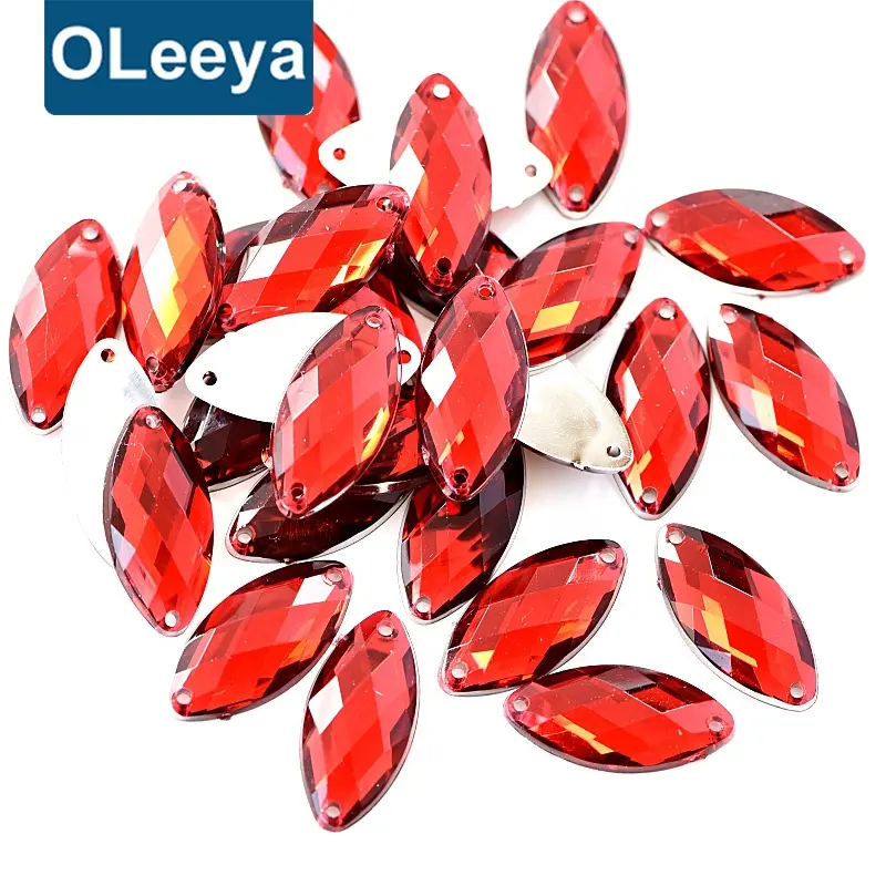 OLeeya Factory Wholesale Cheap Price Acrylic Navette 7*15ミリメートル9*18ミリメートル縫製縫い用