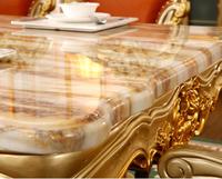 Table à manger longue occidentale européenne de haute qualité en marbre rectangle combinaison table et chaise de luxe pour villa