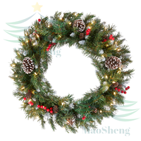 Couronne de Noël extérieure écologique tendance 2026, verdure artificielle, nouveau style, décoration de porte, décoration de maison pour les fêtes, vente en gros