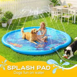 Alberca de Agua con Aspersor con Diseño de Océano para Niños y Perros, Juego Acuático de Verano para el Patio Trasero - Product Image 2