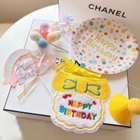 Décorations de fête d'anniversaire pour chiens et chats, accessoires mignons et tendance, écharpes, accessoires photo, chapeaux, bavoirs, gâteaux, ensembles de bougies