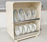 Armoire à vaisselle pliable en acier au carbone, double couche, avec porte inclinée, pour rangement de cuisine, anti-insectes, vente en gros, OEM ODM, logo personnalisé