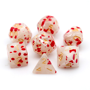 Ensemble de dés polyédriques en acrylique bleu effet éclaboussures de sang pour D&D RPG, style marbre, conçu pour les jeux sur le thème des éclaboussures de sang - Product Image 5