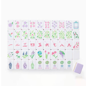 Jeu de Mahjong américain gravé à la main, 166 tuiles, remplissage liquide pailleté or, Mahjong en acrylique avec poussoirs magnétiques et étui - Product Image 2