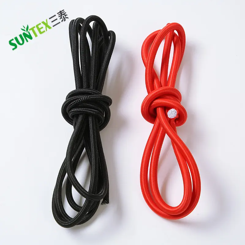 Polyester fabric elastic rope customized 10mm high strength cord round black white red drawstring