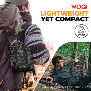 Hamac de camping Woqi en nylon, portable, simple ou double, capacité de charge 226 kg, utilisation intérieure et extérieure, design moderne noir - Product Image 2