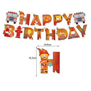 Ballons d'<span class=keywords><strong>anniversaire</strong></span> thème camion de pompiers de dessin animé, décoration de gâteau et décorations de fête pour garçons, fournitures pour fête d'ingénieurs et baby shower - Product Image 2
