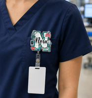 Badge rétractable personnalisé en acrylique pour infirmière et médecin, avec clip de fixation facile, accessoires médicaux, vente chaude
