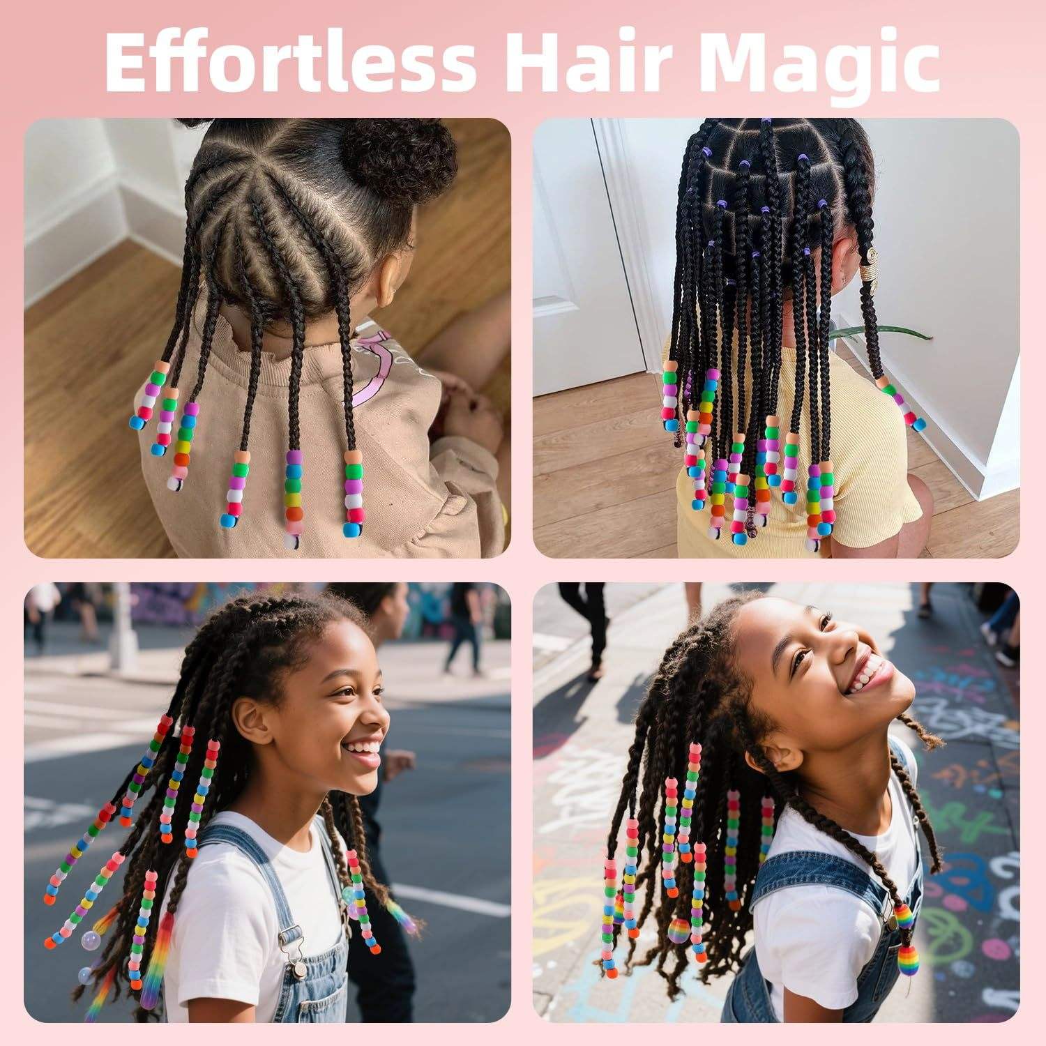 LEDUN Mini Silicone Hair Beads Suitable for Girls Children and Women Colorful Soft Mini Silicone Beads for Hair Braiding Crafts