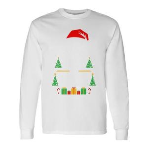 Maglietta natalizia a maniche lunghe con design di cappello da Babbo Natale e alberi per abbigliamento festivo - Product Image 1