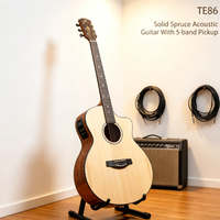 Guitare semi-acoustique professionnelle LC-5 en épicéa massif brillant avec micro égaliseur, 41 pouces, modèle cutaway, livraison directe usine, vente en gros