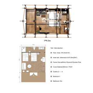 Superstar Outdoor Luxury African Desert Glamping Canvas Safari Resort Hotel Carpa Casa Marco de madera con poste de aluminio Camping - Product Image 6