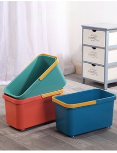 Seau à serpillière rectangulaire durable en plastique épaissi avec roues pour serpillière plate, idéal pour le nettoyage de la maison, de la cuisine et de la salle de bain - Product Image 5