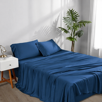 Ensemble de housse de couette en coton 100% pour lit queen size, 200TC, satiné, écologique, doux, luxueux, qualité hôtel 5 étoiles, respirant, bleu foncé