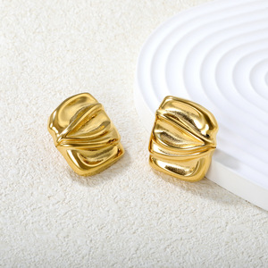 Geometric <b>Stud</b> <b>Earrings</b> 18k Gold Plated Stainless Steel Fashion <b>Earrings</b> - Product Image 2
