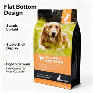 Sachet alimentaire pour animaux à fond plat, refermable avec fermeture éclair, sac en plastique autoportant, impression personnalisée pour nourriture pour chiens et chats - Product Image 5