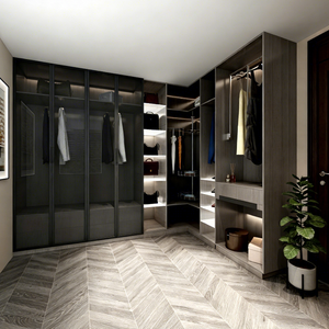 2026 Modern Wardrobes Custom Bedroom Combination Cabinets Black Luxury Glass Wardrobes Custom <strong>Closet</strong> - Product Image 3
