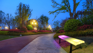 Banco moderno de plástico con luz Led, muebles de jardín, Led Banco Comercial de <span class=keywords><strong>aeropuerto</strong></span>, sillas de Banco largas brillantes - Product Image 6
