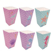 Boîtes à pop-corn jetables sur le thème de l'océan sirène pour les fêtes d'enfants anniversaire Diwali Ramadan décorations de remise des diplômes boîte à nourriture