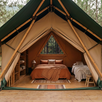 Tente de glamping à toit en pente sur mesure, toutes saisons, 3x3,7m, structure en acier, membrane en PVC, imperméable, résistante aux UV, coupe-vent, pour le camping