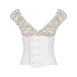 Blusa Elegante de Verano para Mujer, con Encaje, Cuello en V, Corte Entallado y Cintura Ajustada - Product Image 6