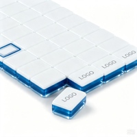 Juego de Mahjong Americano de Lujo Moderno de Acrílico de Tres Capas con Rayas Verticales Azul Polvoriento y Borgoña para 4 Jugadores, Entretenimiento Personalizado