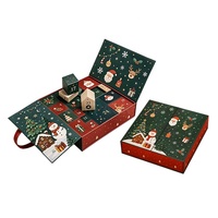 Calendrier de l'Avent de Noël personnalisé à double porte, 24 jours, boîte cadeau, compte à rebours des fêtes pour enfants, jouets et bonbons, matériaux rigides recyclés
