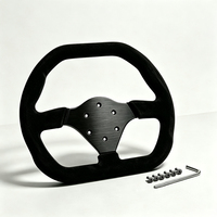 Volant de course en daim 310 mm pour simulateur de course et karts, universel 6 boulons, forme D, fond plat