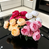 7 Tangkai Bunga Peony Buatan Tangan dari Sutra, Buket Bunga Peony Palsu, Dekorasi Meja Rumah untuk Hari Valentine dan Pernikahan