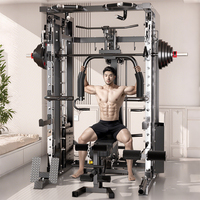 WENDY Equipo de Fitness Comercial Multifunción: Máquina Smith de Fuerza con Cable Crossover, Rack de Sentadillas y Barra de Peso Muerto