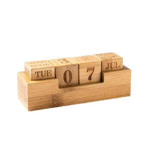 New Design Office Desk Top Handcrafted Wooden Calendar Base Decoration Multi-Purpose Movable Contemporary Art Design - Product Image 2