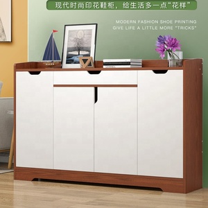 <strong>White</strong> and Oak Veneer 4 Door <strong>Shoe</strong> Cupboard - Hallway or Bedroom <strong>Shoe</strong> <strong>Storage</strong> - Product Image 2