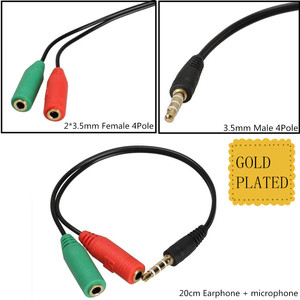 Audio Converter 3.5mm To 2x RCA Male <b>Splitter</b> <b>Cable</b> 0.2m For Audio Video Connection - Product Image 2