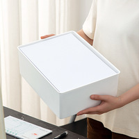 Boîte de rangement en plastique moderne transparente multifonction A4 avec couvercle pour dortoir, bureau, organisateur de fournitures diverses