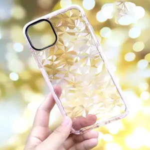 花式女孩钻石3D设计防坠保险杠手机壳，适用于iPhone 13 Pro Max透明手机盖