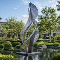 Grande sculpture abstraite torsadée en acier inoxydable, statue d'art moderne en métal pour la décoration de parcs et de places publiques