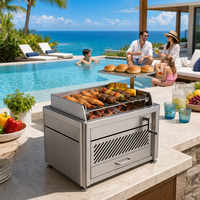 Barbecue au charbon de bois moderne pour comptoir, en acier inoxydable, style argentin haut de gamme pour barbecue en plein air