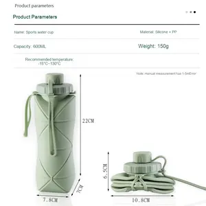 Gourde de sport télescopique en silicone écologique, créative, portable, résistante aux hautes températures, à boire directement – Meilleure vente - Product Image 3